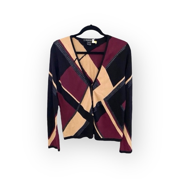 Y2K Vibes: Ellen Tracy ❁ Sequin Trim Silk Knit Print Cardigan Sweater ❁ Medium - Picture 13 of 16